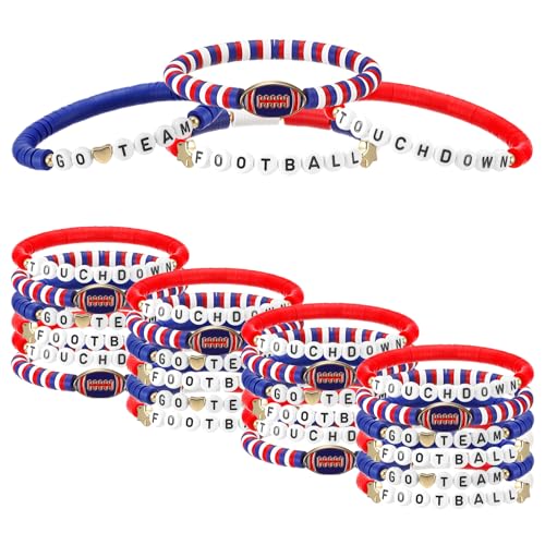Landical Fußball-Armbänder, Team-Freundschaftsbänder, Fußball-Partygeschenke für Damen und Herren, stapelbares Stretch-Sportarmband für Team-Fans, Partyzubehör, Auszeichnungsgeschenk (blau und rot Landical Fußball-Armbänder, Team-Freundschaftsbänder, Fußball-Partygeschenke für Damen und Herren, stapelbares Stretch-Sportarmband für Team-Fans, Partyzubehör, Auszeichnungsgeschenk (blau und rot von Landical