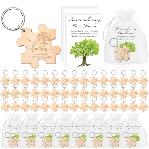 Landical Holzpuzzle-Schlüsselanhänger, Familienbaum-Geschenkkarten mit Taschen, für Familientreffen, Partys, Souvenirs, 50 Stück Landical Holzpuzzle-Schlüsselanhänger, Familienbaum-Geschenkkarten mit Taschen, für Familientreffen, Partys, Souvenirs, 50 Stück von Landical