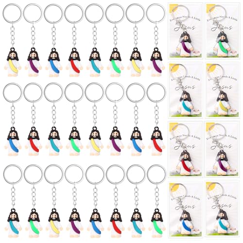Landical Jesus-Schlüsselanhänger mit Grußkarte, christliches Geschenk, Großpackung für Osterpartys, Gummi, klassisch, 24 Stück Landical Jesus-Schlüsselanhänger mit Grußkarte, christliches Geschenk, Großpackung für Osterpartys, Gummi, klassisch, 24 Stück von Landical