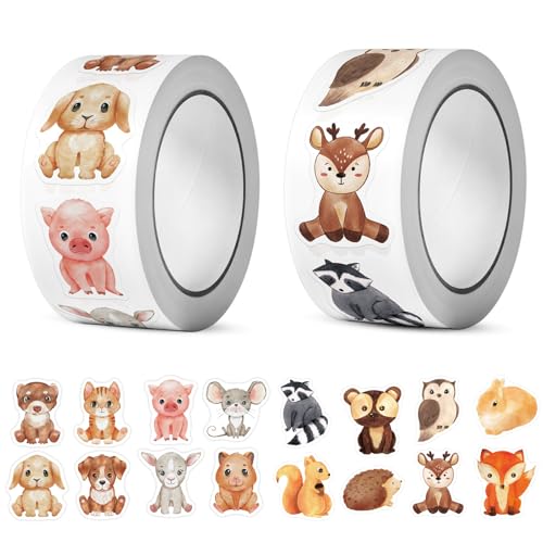 Landrain 1000 Stück Runde Sticker Tiere, Belohnungs Aufkleber Rolle Tiere Landrain 1000 Stück Runde Sticker Tiere, Belohnungs Aufkleber Rolle Tiere von Landrain