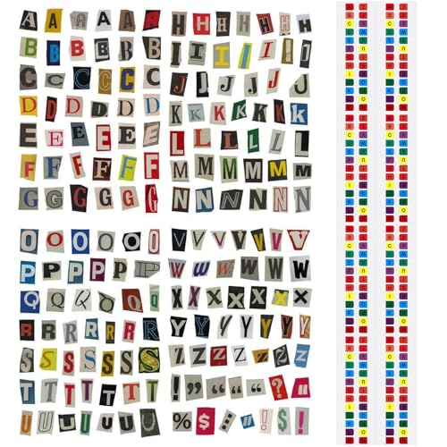 Landrain 168 Stück/4 Blatt Buchstaben Sticker, Selbstklebend Buchstaben Aufkleber, Bunt Klebebuchstaben Scrapbook mit 208 Stück/8 Blatt Index-tags von Landrain