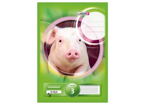 Landré Arbeits-Block A4 liniert, Lineatur 3 (mit Rand), 50 Blatt, Motiv Ferkel, 5 Stück Landré Arbeits-Block A4 liniert, Lineatur 3 (mit Rand), 50 Blatt, Motiv Ferkel, 5 Stück von LANDRÉ