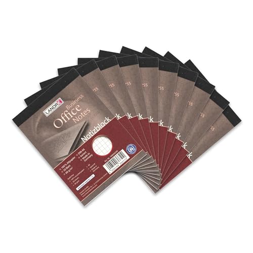 Landré Notiz-Block mit Deckblatt Recycling A6 kariert, 50 Blatt, 60 g/m², 10 Stück von LANDRÉ