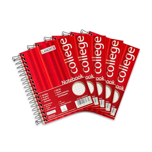 Landré Notiz-Block A6, Spiral-Buch, kariert, 160 Blatt, 5 Stück von LANDRÉ