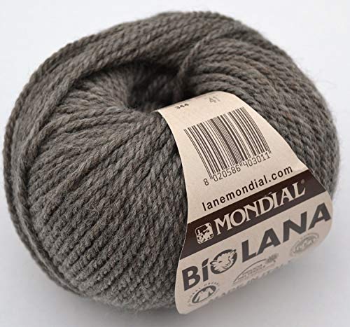 Lane Mondial 50 Gramm Bio Wolle, Col. 344 – Rinde, ökologischen Wolle, Strickgarn, Häkelnadel von Lane Mondial