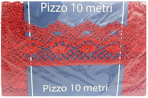 10 Meter Spitzenband aus Baumwolle, rot, für Dekoration und Besatz (rot, 6,5 cm) von LaneWorld