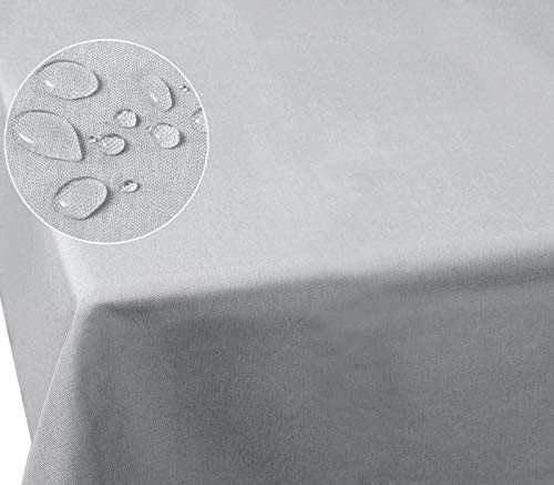 Laneetal 0800010 Tischdecke Leinendecke Leinenoptik Wasserabweisend Lotuseffekt Tischtuch Fleckschutz pflegeleicht abwaschbar schmutzabweisend Eckig 110x110 cm Hellgrau von Laneetal