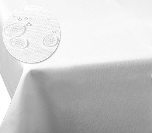 Laneetal 0800042 Tischdecke Leinendecke Leinenoptik Wasserabweisend Lotuseffekt Tischtuch Fleckschutz pflegeleicht abwaschbar schmutzabweisend Eckig 135x200 cm Weiß von Laneetal