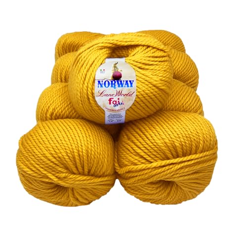 7 x 100g Norway Wolle Set, 65% Wolle, 35% Acryl, Nadelstärke 7-8, Häkelnadel 8-9, weich, warm, maschinenwaschbar (303f) von Laneworld