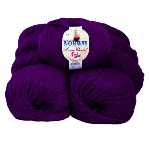 7 x 100g Norway Wolle Set, 65% Wolle, 35% Acryl, Nadelstärke 7-8, Häkelnadel 8-9, weich, warm, maschinenwaschbar (55) von Laneworld