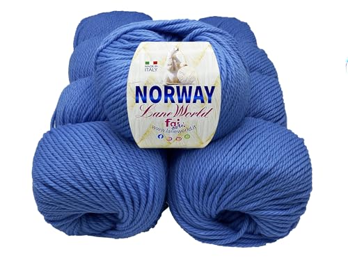 7 x 100g Norway Wolle Set 65% Wolle 35% Acryl Nadelstärke 7-8 Häkelnadel 8-9 weich warm maschinenwaschbar (31) von Laneworld