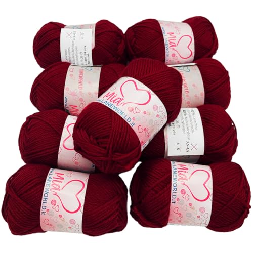 Laneworld Set Mia, Mischgarn 60% Wolle und 40% Acryl, 50g je Knäuel, Set mit 5 / 10 Stück (10, 100) von Laneworld