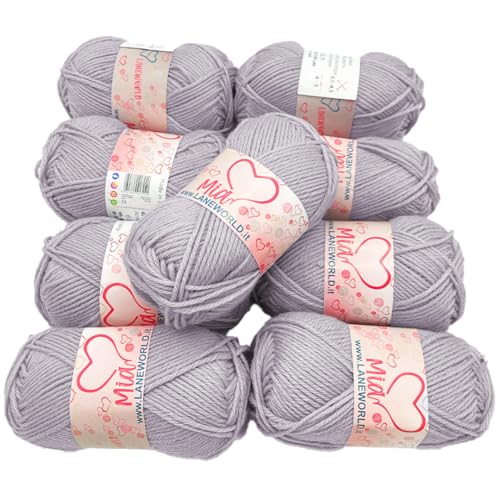 Laneworld Set Mia, Mischgarn 60% Wolle und 40% Acryl, 50g je Knäuel, Set mit 5 / 10 Stück (5, 107) von Laneworld