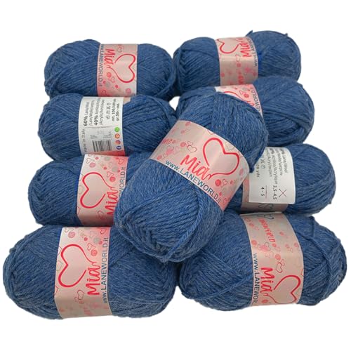 Laneworld Set Mia Strickgarn, Mischgarn 60% Wolle und 40% Acryl, 50g je Knäuel, Set mit 5 / 10 Stück (10, 106) von Laneworld