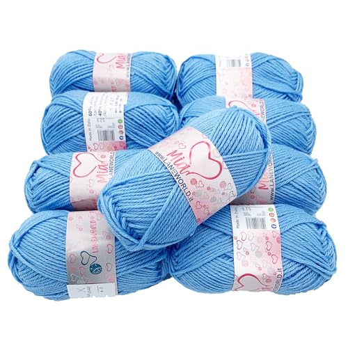 Laneworld Set Mia Strickgarn, Mischgarn 60% Wolle und 40% Acryl, 50g je Knäuel, Set mit 5 / 10 Stück (10, 19) von Laneworld