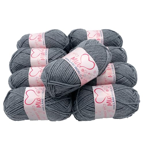 Laneworld Set Mia Strickgarn, Mischgarn 60% Wolle und 40% Acryl, 50g je Knäuel, Set mit 5 / 10 Stück (10, 34) von Laneworld