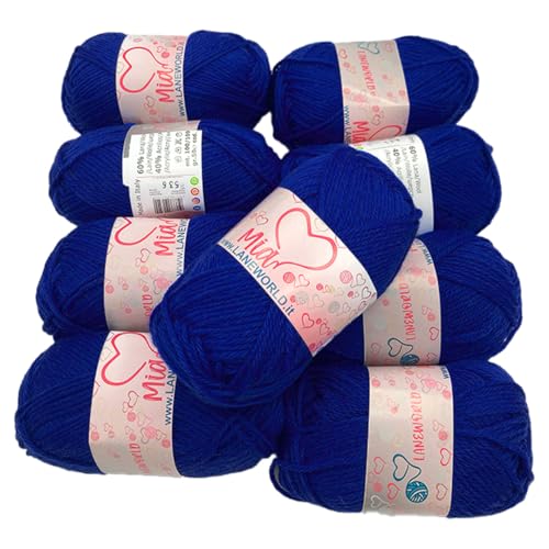 Laneworld Set Mia Strickgarn Mischgarn 60% Wolle und 40% Acryl, 50g je Knäuel, Set mit 5 / 10 Stück (10, 536) von Laneworld