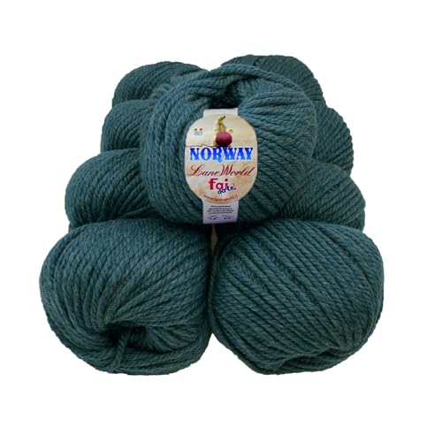 Norway Wolle Set, 7 Knäuel à 100 g, 65% Wolle, 35% Acryl, Nadelstärke 7-8, Häkelnadel 8-9, weich, warm, maschinenwaschbar (49f) von Laneworld