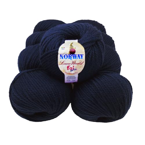 Norway Wolle Set, 7 Knäuel à 100 g, 65% Wolle, 35% Acryl, Nadelstärke 7-8, Häkelnadel 8-9, weich, warm, maschinenwaschbar (50f) von Laneworld