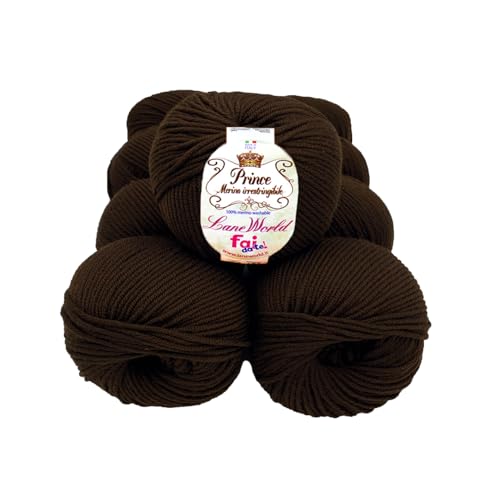 Set mit 10 Knäueln Merinowolle, je 50 g, 100 % Merinowolle, weich, einlaufsicher, Nadelstärke 4,5-5, Häkelnadel 5,5-6 (11) von Laneworld
