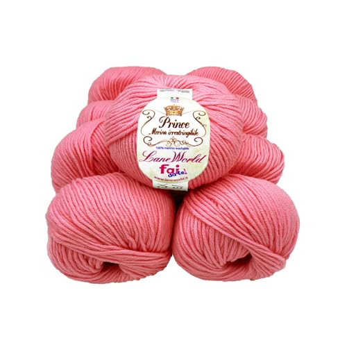 Set mit 10 Knäueln Merinowolle, je 50 g, 100 % Merinowolle, weich, einlaufsicher, Nadelstärke 4,5-5, Häkelnadel 5,5-6 (2) von Laneworld