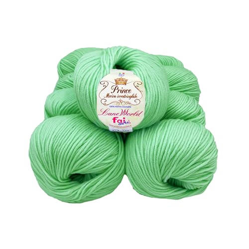 Set mit 10 Knäueln Merinowolle, je 50 g, 100 % Merinowolle, weich, einlaufsicher, Nadelstärke 4,5-5, Häkelnadel 5,5-6 (22) von Laneworld