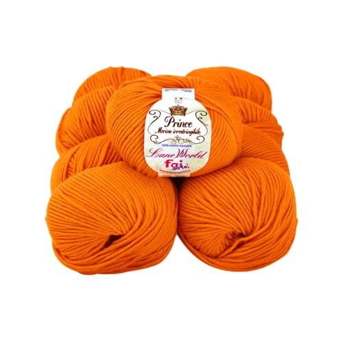 Set mit 10 Knäueln Merinowolle, je 50 g, 100 % Merinowolle, weich, einlaufsicher, Nadelstärke 4,5-5, Häkelnadel 5,5-6 (25) von Laneworld