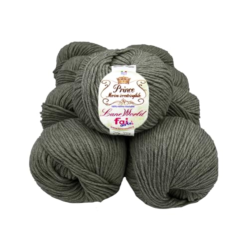 Set mit 10 Knäueln Merinowolle, je 50 g, 100 % Merinowolle, weich, einlaufsicher, Nadelstärke 4,5-5, Häkelnadel 5,5-6 (27 m) von Laneworld