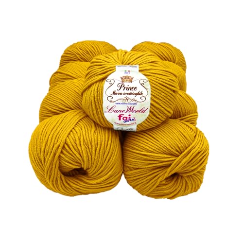 Set mit 10 Knäueln Merinowolle, je 50 g, 100 % Merinowolle, weich, einlaufsicher, Nadelstärke 4,5-5, Häkelnadel 5,5-6 (303) von Laneworld