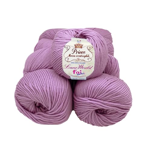 Set mit 10 Knäueln Merinowolle, je 50 g, 100 % Merinowolle, weich, einlaufsicher, Nadelstärke 4,5-5, Häkelnadel 5,5-6 (35) von Laneworld