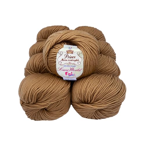Set mit 10 Knäueln Merinowolle, je 50 g, 100 % Merinowolle, weich, einlaufsicher, Nadelstärke 4,5-5, Häkelnadel 5,5-6 (37) von Laneworld