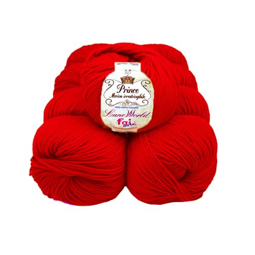 Set mit 10 Knäueln Merinowolle, je 50 g, 100 % Merinowolle, weich, einlaufsicher, Nadelstärke 4,5-5, Häkelnadel 5,5-6 (5) von Laneworld
