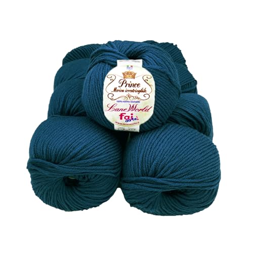 Set mit 10 Knäueln Merinowolle, je 50 g, 100 % Merinowolle, weich, einlaufsicher, Nadelstärke 4,5-5, Häkelnadel 5,5-6 (50) von Laneworld