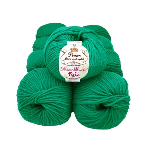 Set mit 10 Knäueln Merinowolle, je 50 g, 100 % Merinowolle, weich, einlaufsicher, Nadelstärke 4,5-5, Häkelnadel 5,5-6 (78) von Laneworld