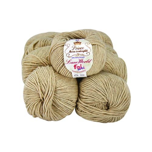 Set mit 10 Knäueln Merinowolle, je 50 g, 100 % Merinowolle, weich, einlaufsicher, Nadelstärke 4,5-5, Häkelnadel 5,5-6 (82 m) von Laneworld