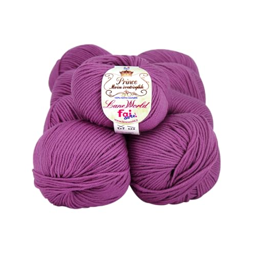 Set mit 10 Knäueln Prince Merinowolle, je 50 g, 100 % Merinowolle, weich, einlaufsicher, Nadelstärke 4,5-5, Häkelnadel 5,5-6 (104) von Laneworld