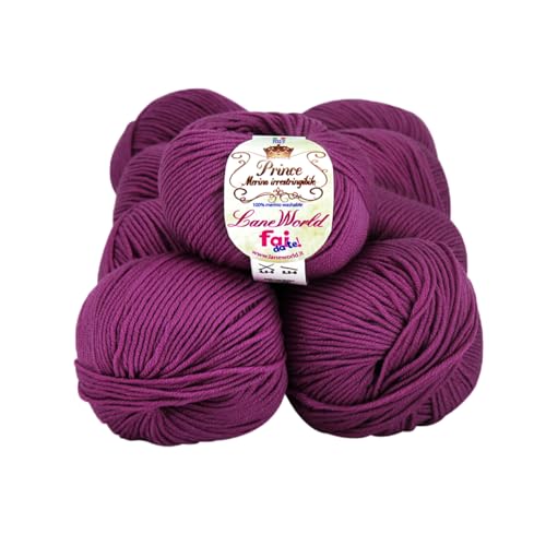 Set mit 10 Wollknäueln Prince Merino, je 50 g, 100 % Merinowolle, weich, einlaufsicher, Nadelstärke 4,5-5, Häkelnadel 5,5-6 (103) von Laneworld