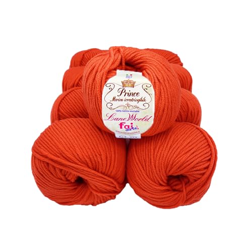 Set mit 10 Wollknäueln Prince Merino, je 50 g, 100 % Merinowolle, weich, einlaufsicher, Nadelstärke 4,5-5, Häkelnadel 5,5-6 (107) von Laneworld
