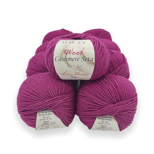 Set mit 5 Knäueln Wool Cashmere Seide - je 50 Gramm reine Merinowolle, Kaschmir und Seide, weich und glänzend (WCS16) von Laneworld