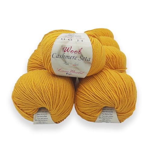 Set mit 5 Knäueln Wool Cashmere Seide – je 50 Gramm reine Merinowolle, Kaschmir und Seide, weich und glänzend (WCS5) von Laneworld