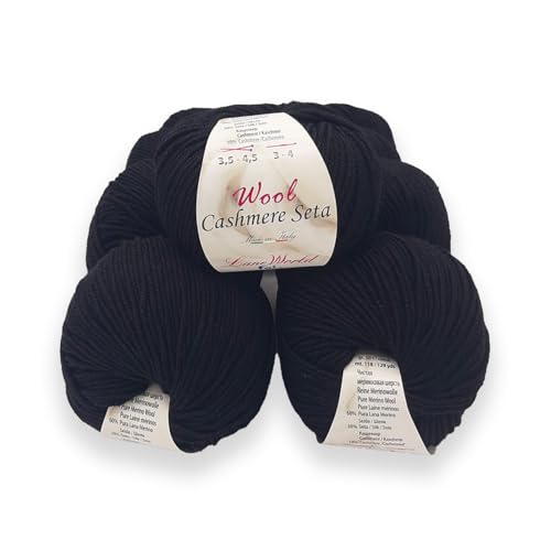 Set mit 5 Knäueln Wool Cashmere Seide – je 50 Gramm reine Merinowolle, Kaschmir und Seide, weich und glänzend (WCS52) von Laneworld