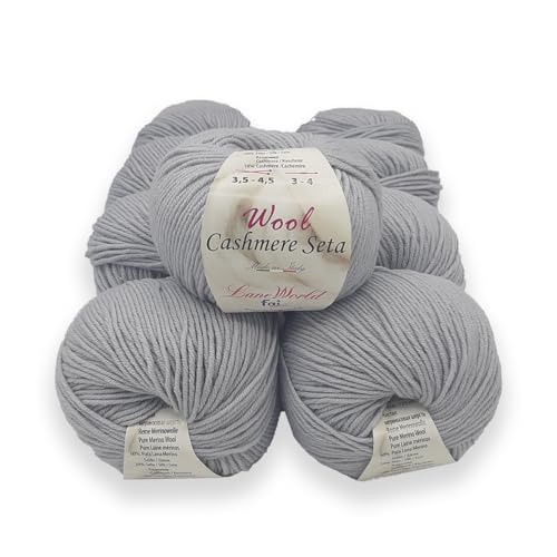 Set mit 5 Knäueln Wool Cashmere Seide – je 50 Gramm reine Merinowolle, Kaschmir und Seide, weich und glänzend (WCS58) von Laneworld