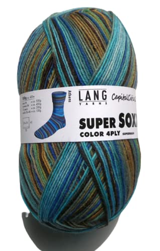 100g Super Soxx color 4-fach Sockenwolle Strumpfwolle 420 m/ 100 g Fb.385 Athens von Lang Yarns