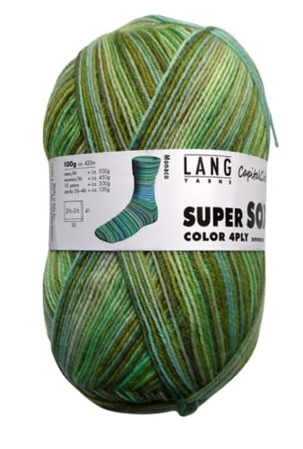100g Super Soxx color 4-fach Sockenwolle Strumpfwolle 420 m/100g Fb.384 Monaco von Lang Yarns