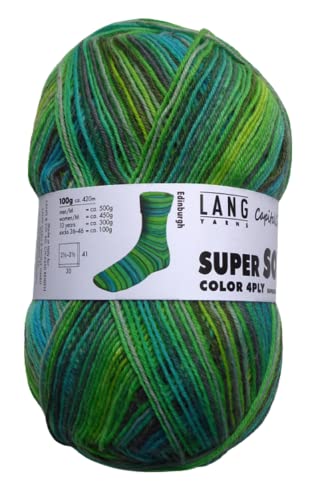 100g Super Soxx color 4-fach Sockenwolle Strumpfwolle 420m/100g Fb.381 Edinburgh von Lang Yarns