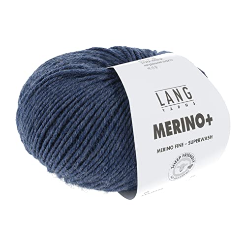 LANG YARNS Merino+ - Farbe: Jeans Dunkel Melange (0234) - 50 g / ca. 90 m Wolle von Lang Yarns