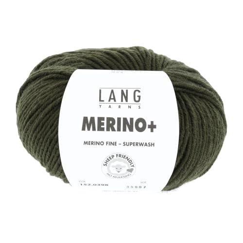 LANG YARNS Merino + - Farbe: Olive (0398) - 50 g / ca. 90 m Wolle von Lang Yarns