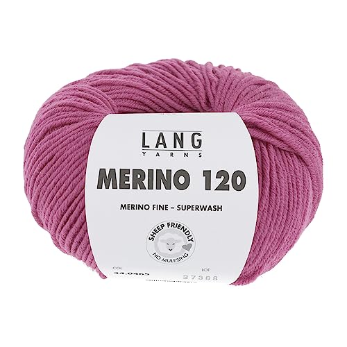 LANG YARNS Merino 120 - Farbe: Aubergine Melange (0467) - 50 g / ca. 120 m Wolle von Lang Yarns