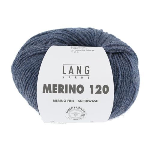 LANG YARNS Merino 120 - Farbe: Jeans Dunkel Melange (0416) - 50 g / ca. 120 m Wolle von Lang Yarns