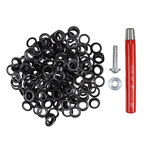 100 Stück Ösen 11mm rostfrei mit Scheiben + Locheisen & Ösenwerkzeug – Komplettset für Leder, Stoff, Planen, Bastelarbeiten, Outdoor, Zelte, Textilien – geprüfte Qualität (brüniert) von Langlauf Schuhbedarf
